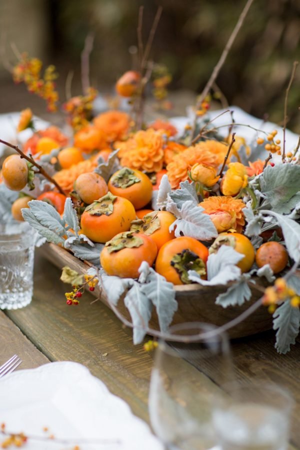 persimmon centerpiece as a thanksgiving centerpiece 