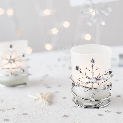 snowflake votive holder winter wedding favor 