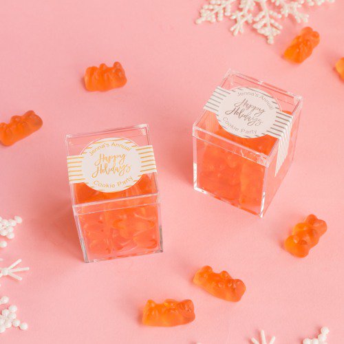 christmas acrylic box with champagne gummy bears 