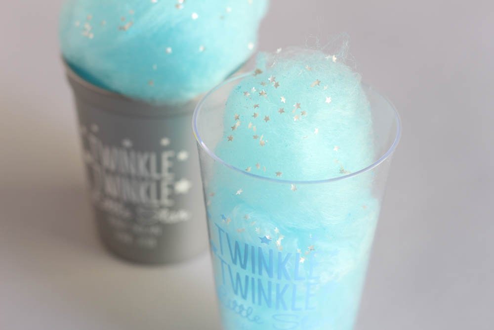 diy cotton candy, cotton candy favor, cotton candy baby shower favor, blue cotton candy, twinkle twinkle baby shower, cotton candy favor, star glitter, edible star glitter 