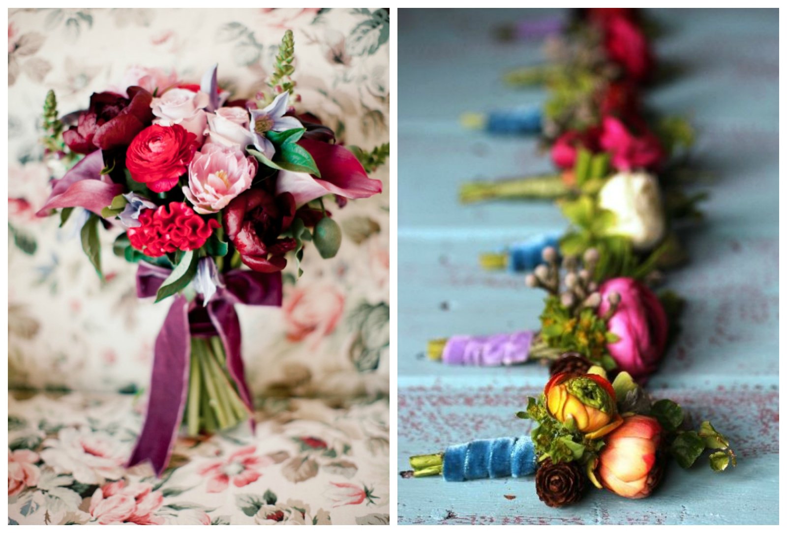 velvet bouquet, velvet boutonniere, velvet wedding, velvet 